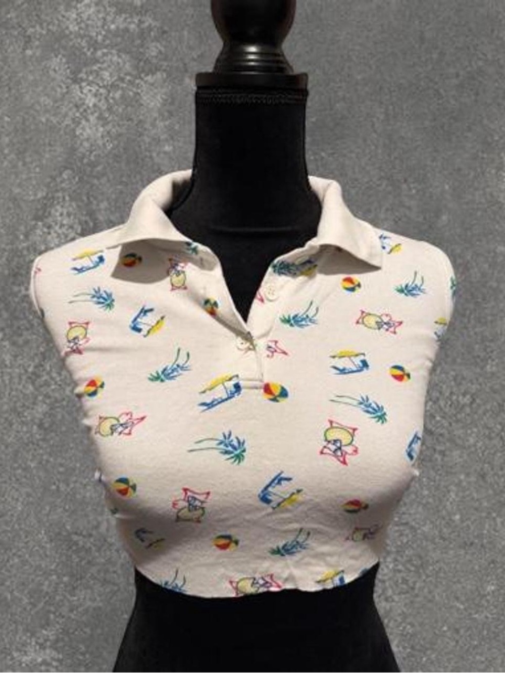 Vintage Women’s Short-Sleeve Polo Crop Top